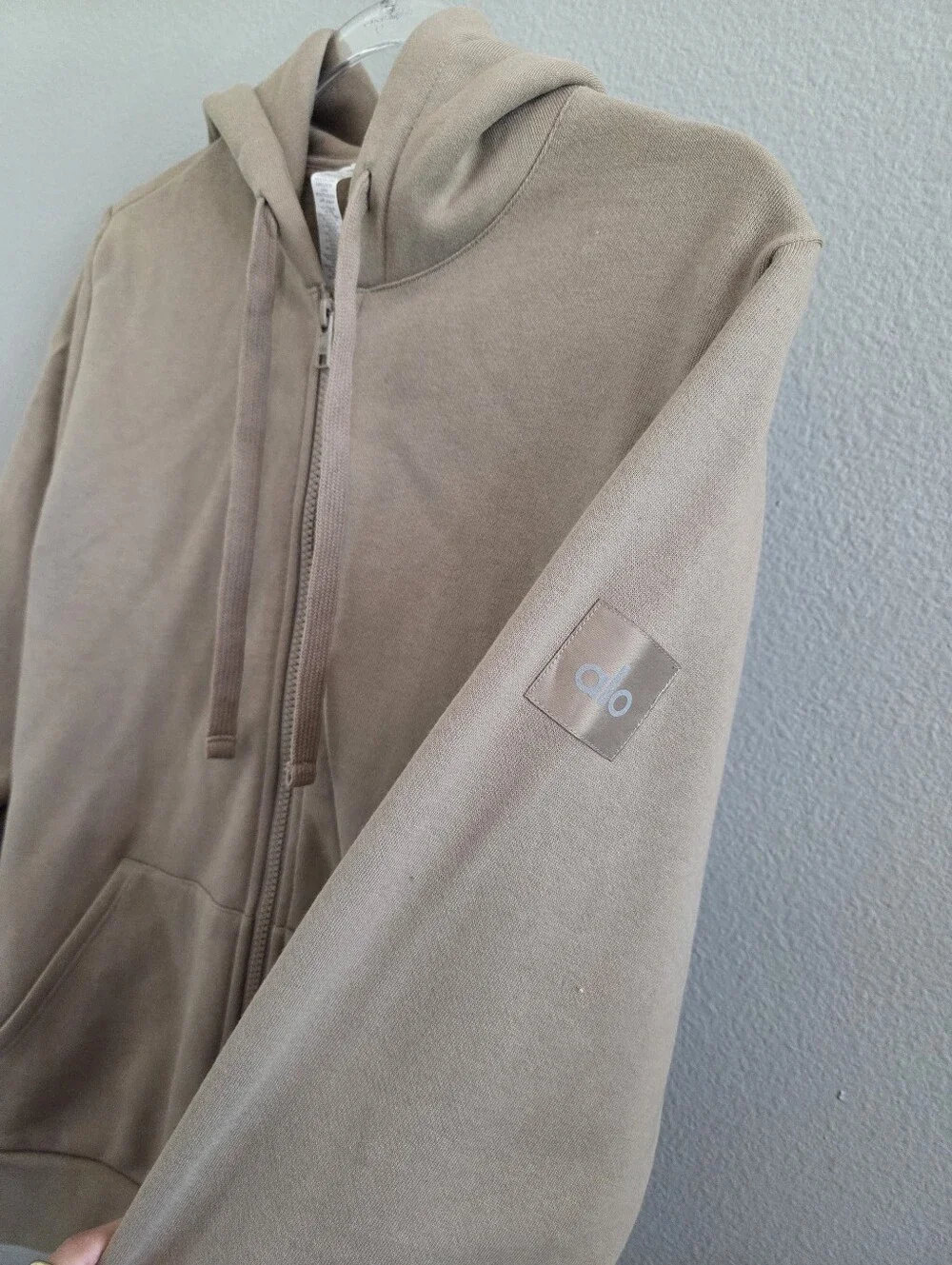 ALO Yoga Men’s Full-Zip Hoodie in Taupe Beige